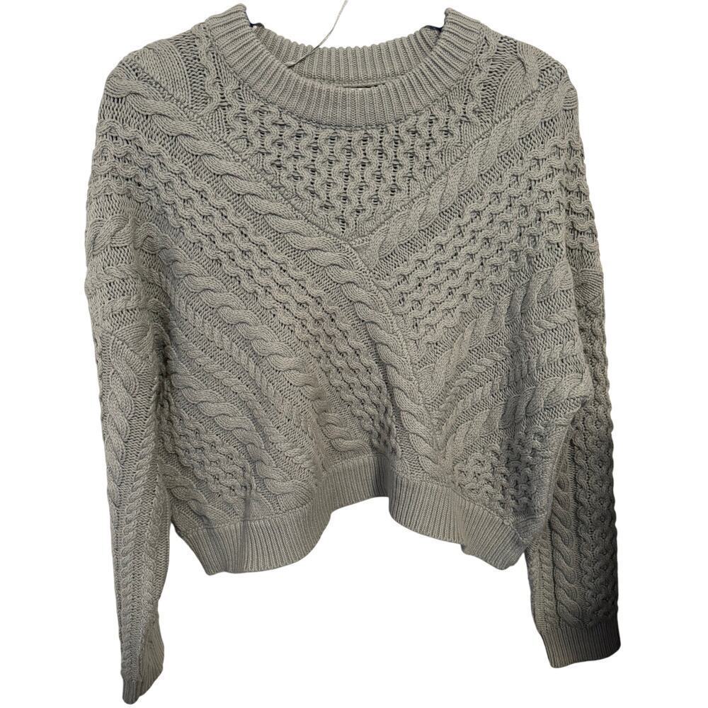 Jessica Simpson M mint green cropped cable knit pullover sweater